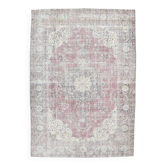 7x10 Faded Grey Beige Turkish Vintage Rug, 216x304Cm
