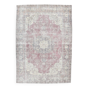 7x10 Faded Grey Beige Turkish Vintage Rug, 216x304Cm