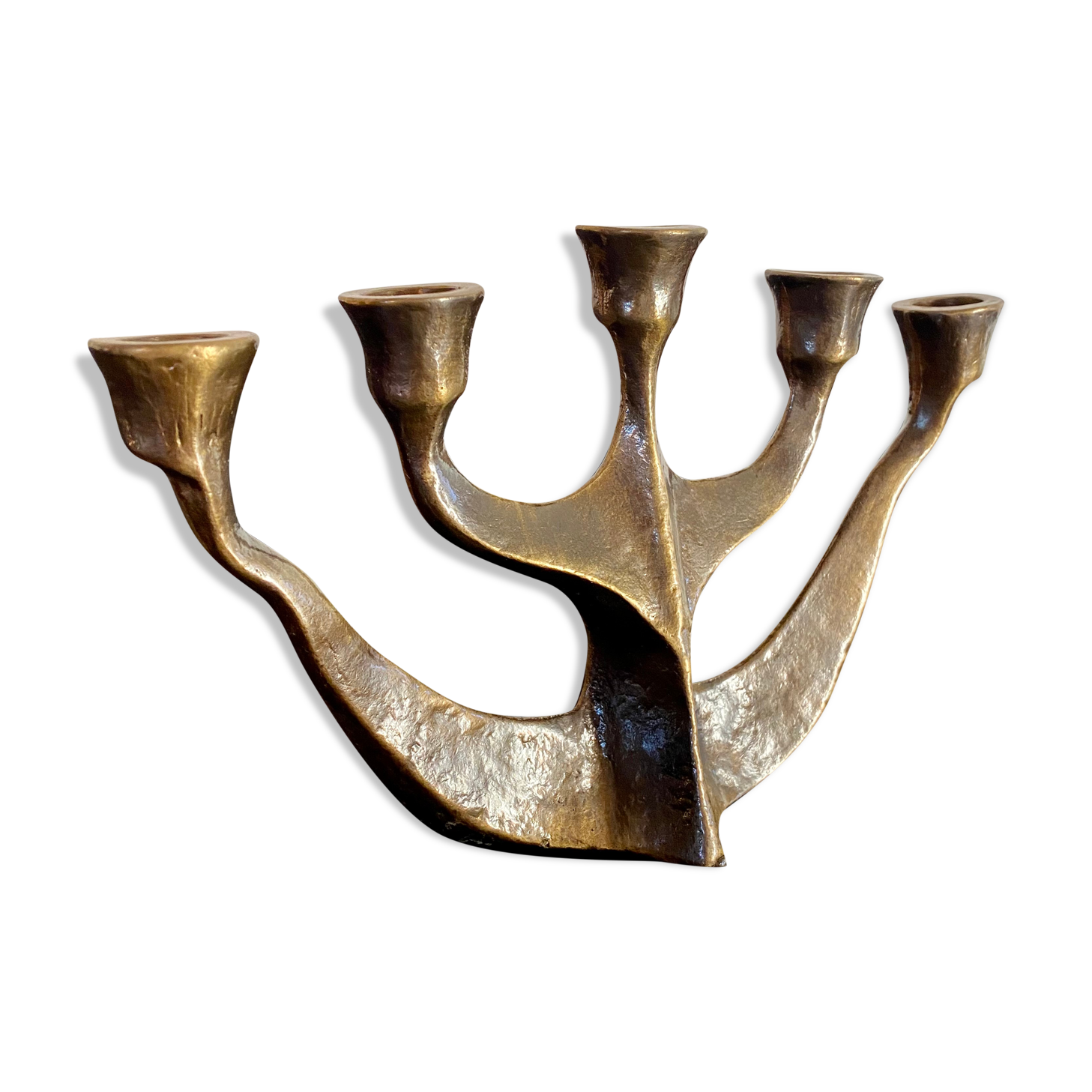 Old candlestick candlestick brutalist Gilde Handwerk solid Scandinavian brass