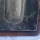 Pure tin table signed Guigan – rose pattern – Breton craftsmanship from the 19th century.