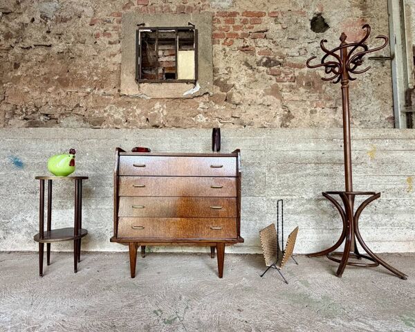 Commode vintage scandinave en bois exotique – 4 tiroirs