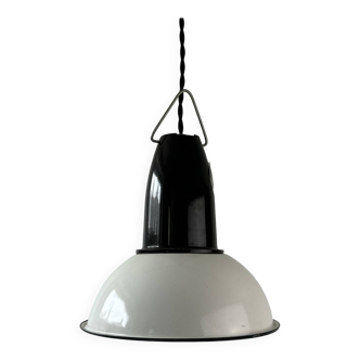 Old small industrial enamelled pendant light