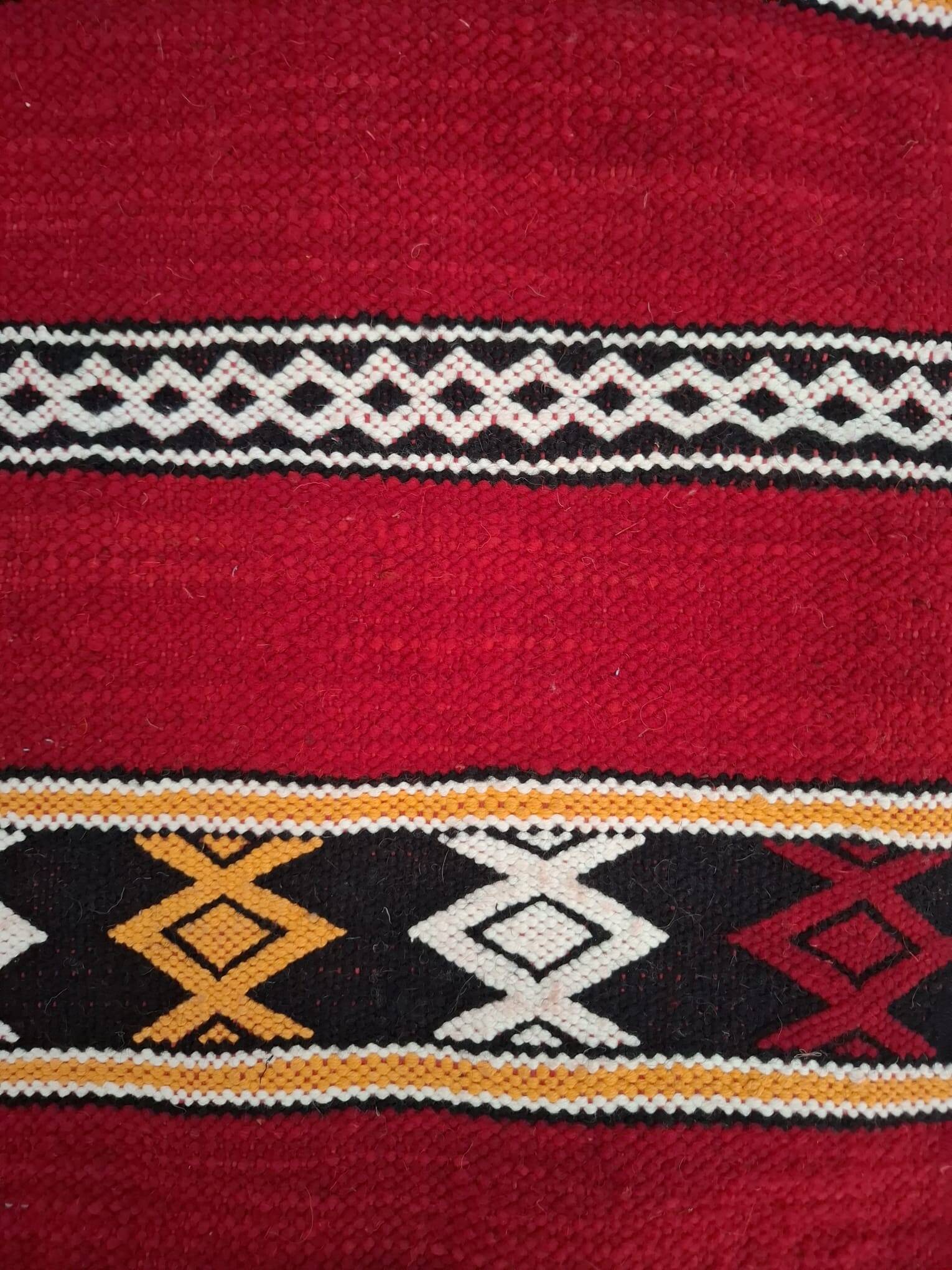 Small brick red Berber Kilim – Flat weave Hanbel – 77x140 cm