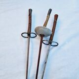 Vintage French Fencing Mask and 3 Swords (Sabre, Sabre or Foil) by L. Carré París
