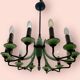 1950’s Opaline Glass Bronze Chandelier