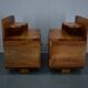 Art Deco bedside tables from the 1930s in walnut finish, Czechoslovakia.