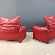 Leather Maralunga sofa set by Vico Magistretti for Cassina, 1980s