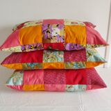 Lot of three rectangular cushions vintage patchwork