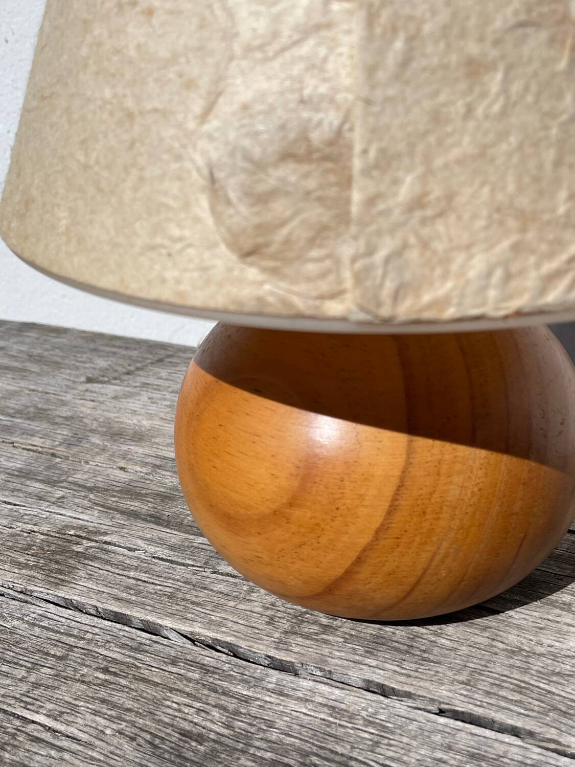 Vintage beige wooden ball lamp