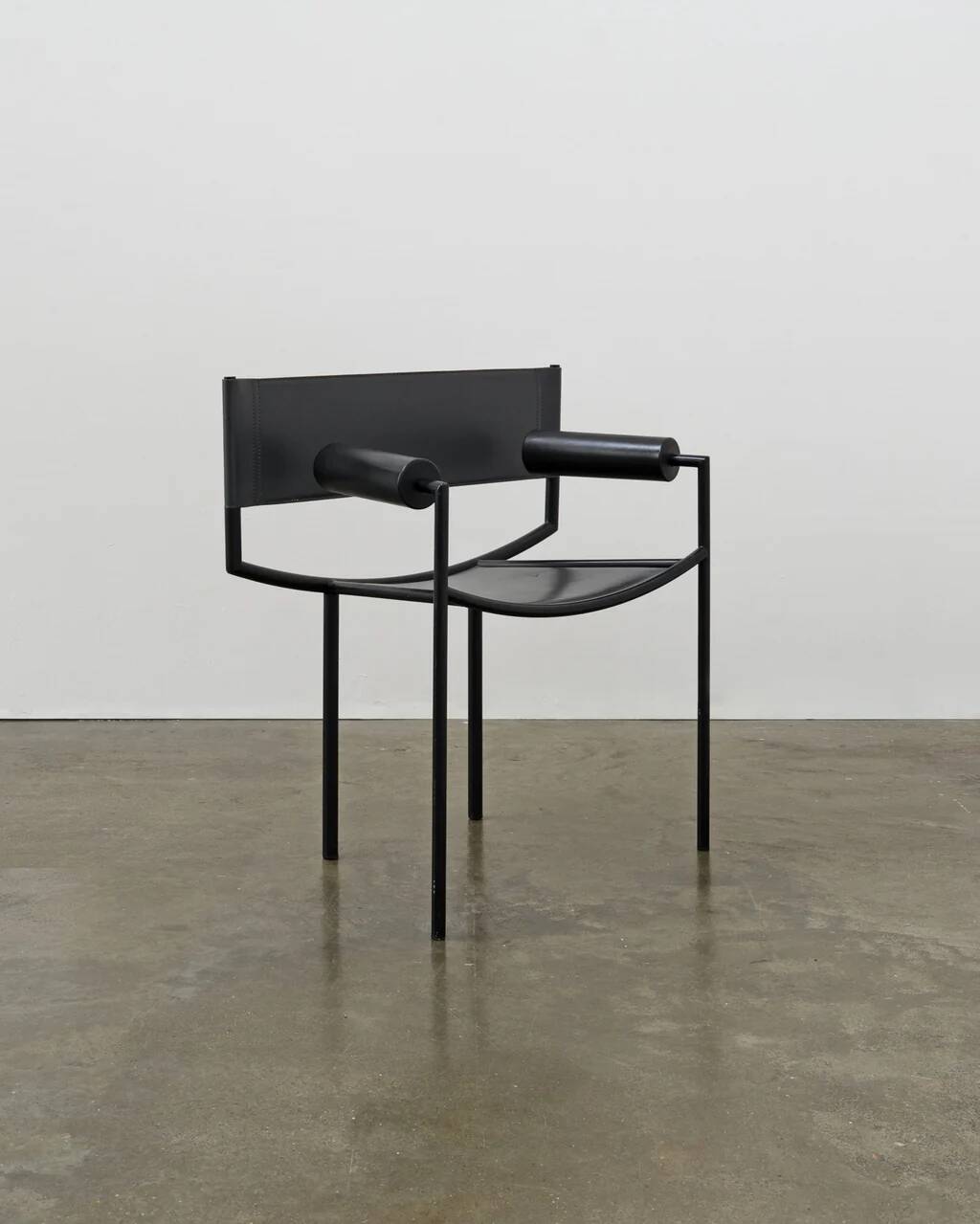 Postmodern leather and steel chair, c.1980