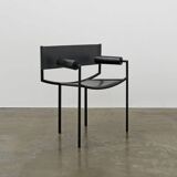 Postmodern leather and steel chair, c.1980