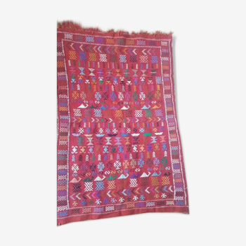 Ethnic bohemian red berber rug 142x101cm