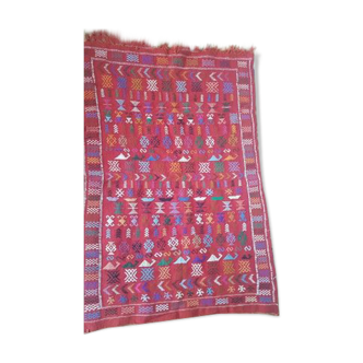 Ethnic bohemian red berber rug 142x101cm