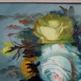 Still Life - bouquet of roses – oil on canvas framed by Pilar Benlloch