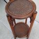 Vintage folding wooden and wicker side table.