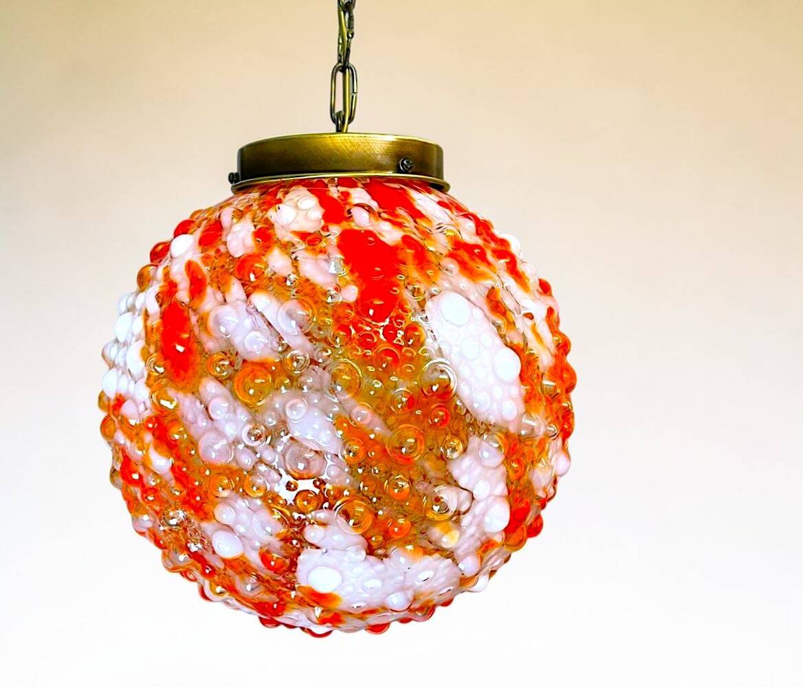 Large red art glass statement pendant