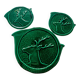 A trivet and two bottle holders in green Vallauris majolica.