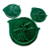 A trivet and two bottle holders in green Vallauris majolica.