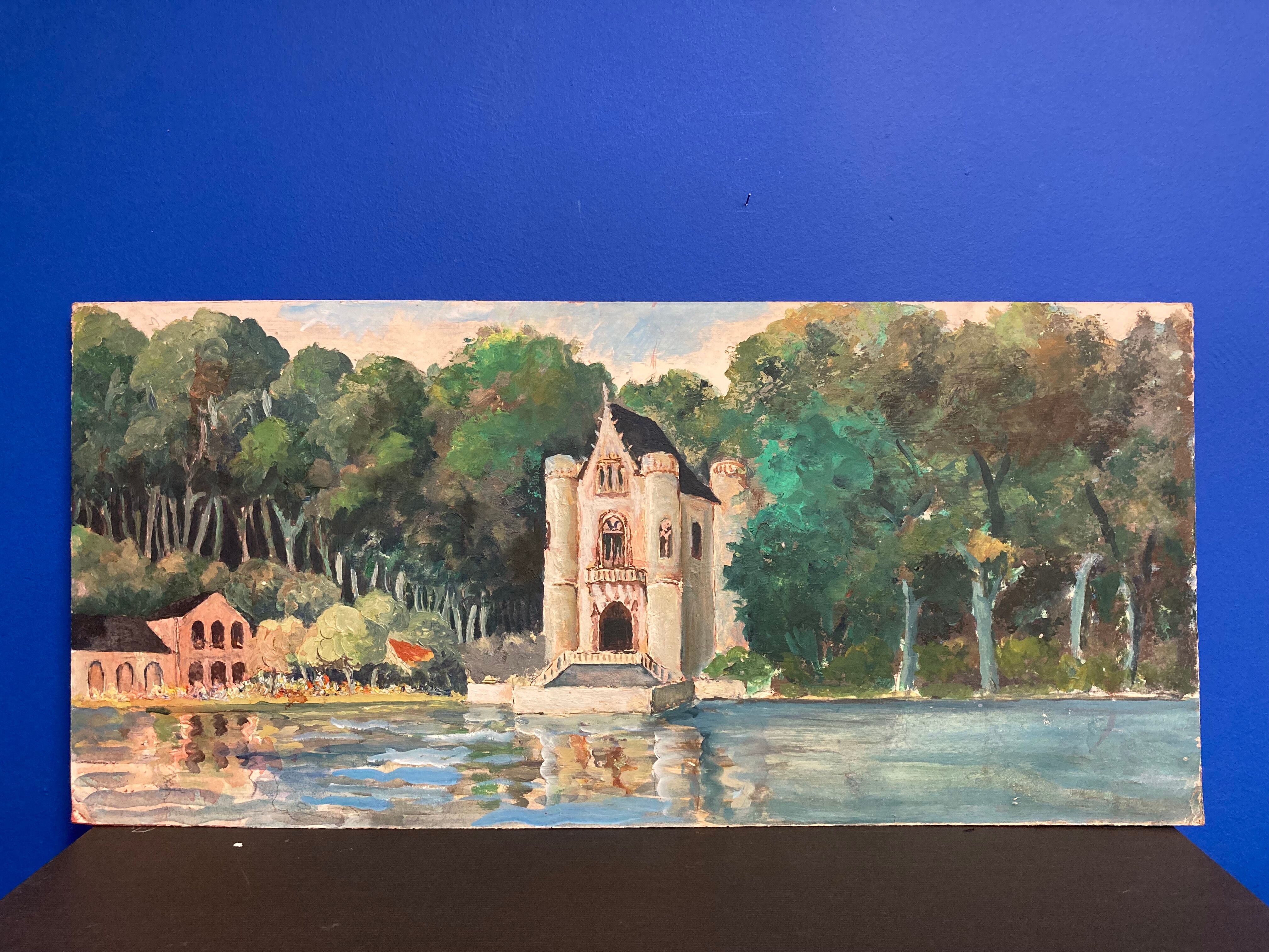 Oil painting on vintage cardboard