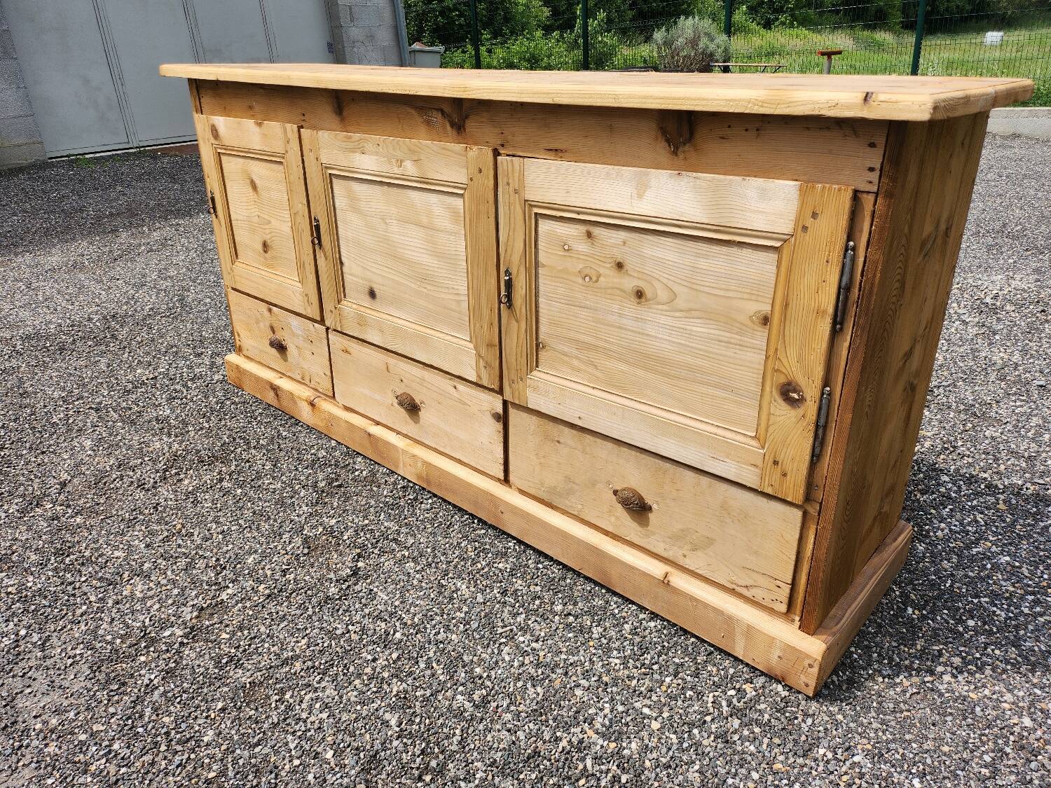 Old trade furniture with 3 drawers and 3 doors