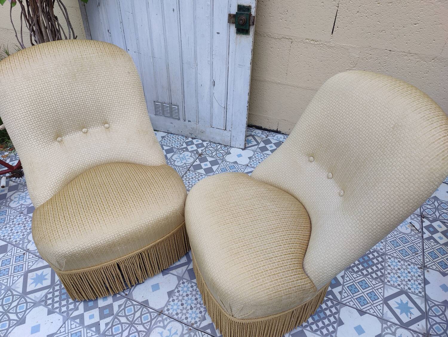 Pair of toad armchairs