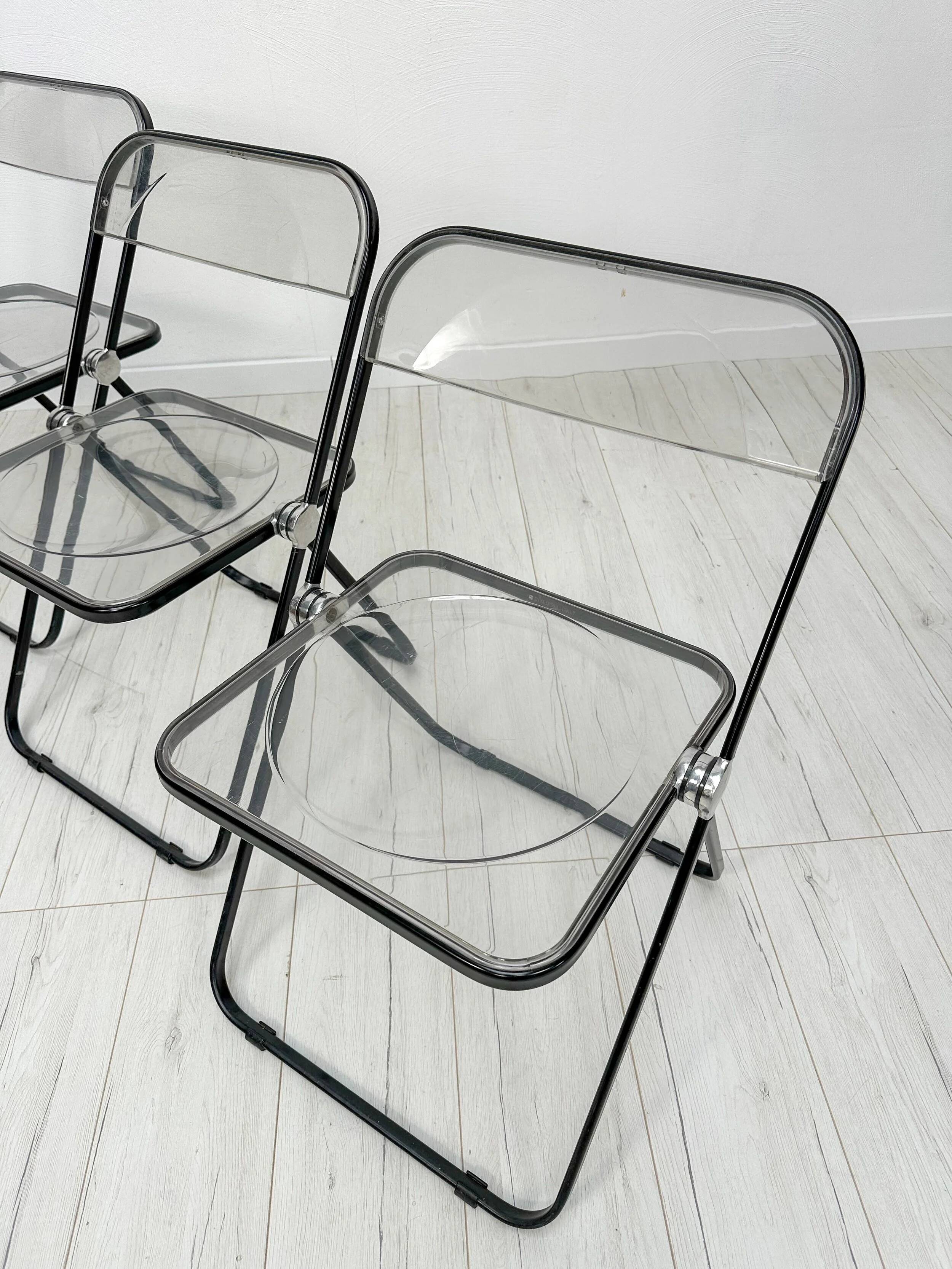 Ensemble de 3 chaises pliantes vintage Plia des années 1960 par Giancarlo Piretti pour Anonima