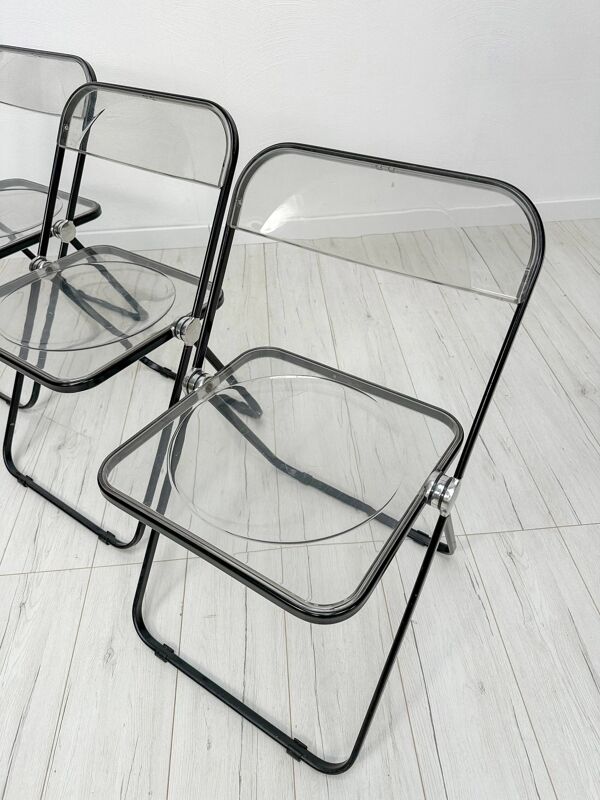 Ensemble de 3 chaises pliantes vintage Plia des années 1960 par Giancarlo Piretti pour Anonima