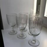 set of 6 large crystal wine glasses engraved early twentieth century