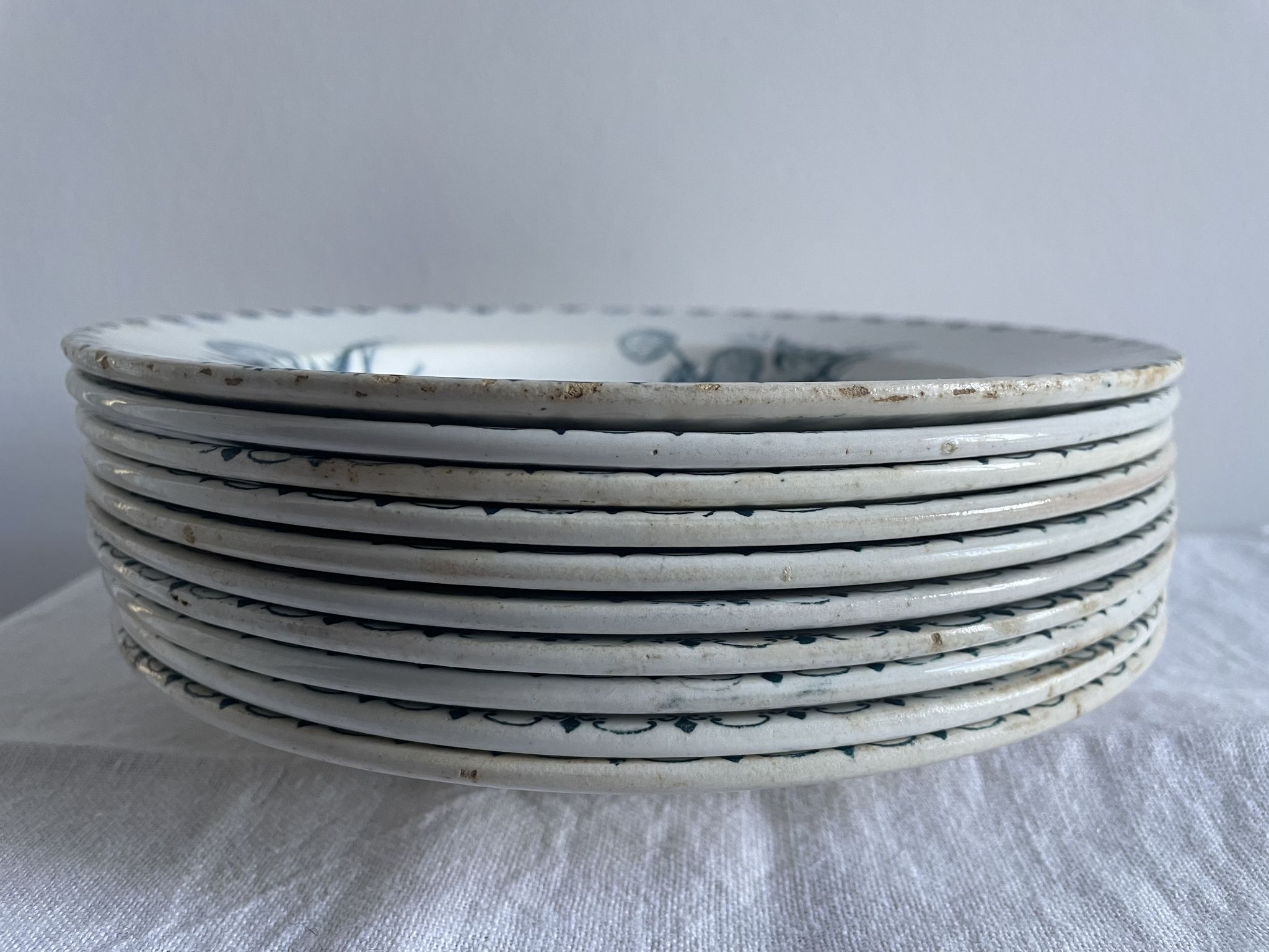 Set of 10 hollow plates Terre de Fer XIXth, model Madrid