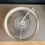 Suspension vintage globe en verre moulé et abat-jour