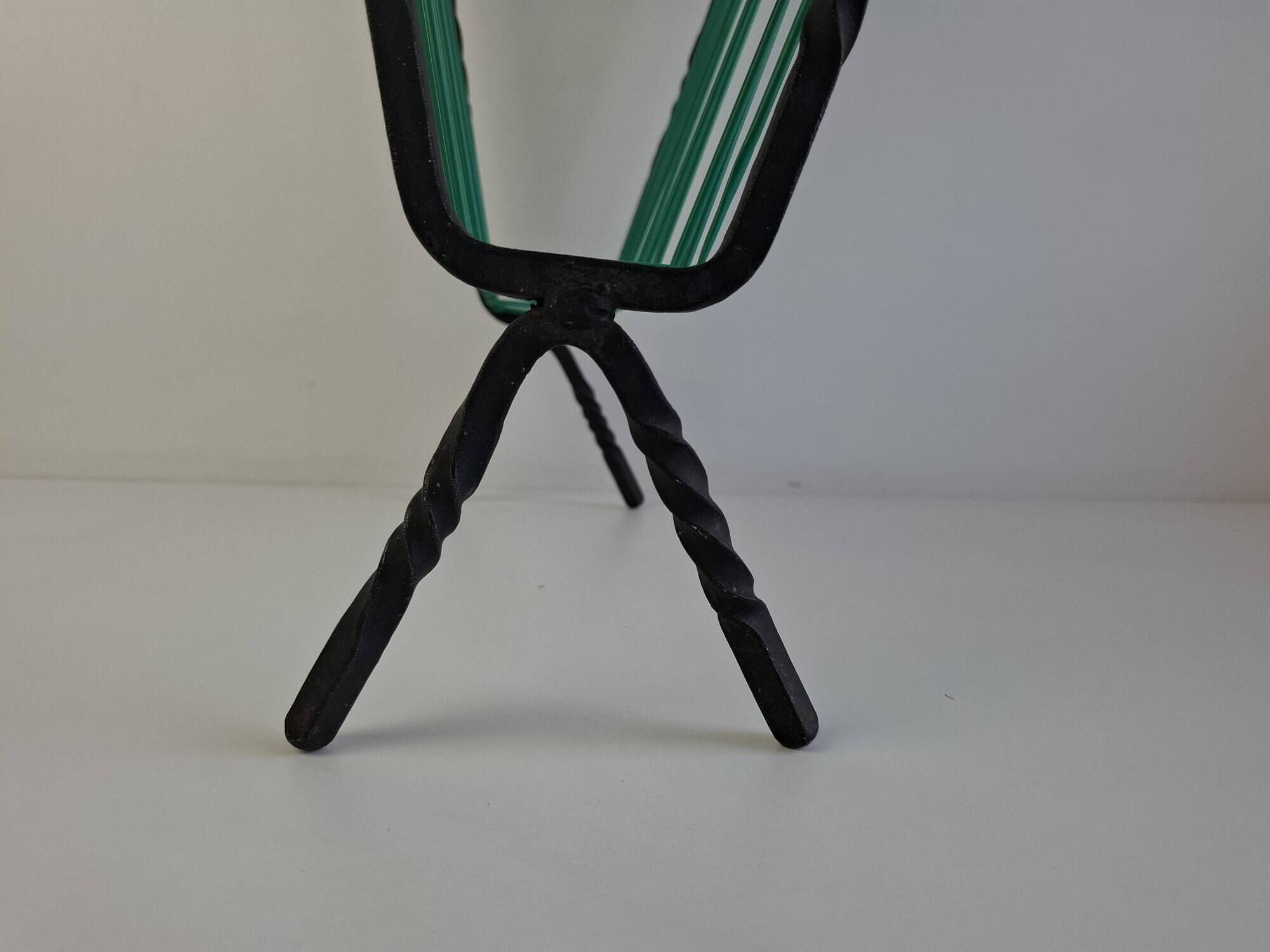 1960 Czechoslovakian Mid-Century Magazine Rack with Green Wire