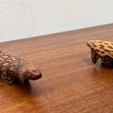 Vintage Australian Aboriginal Art Carved Wooden Animal Figurines, Set of 2