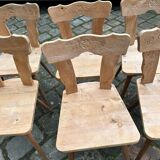 Set of 6 mountain chairs in fir folk art