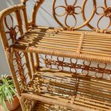 Vintage 1950s rattan folding shelf