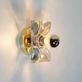 Set (2) of 1970s petite brass & glass wall lights by Sische