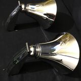 Pair chrome bronze sconces