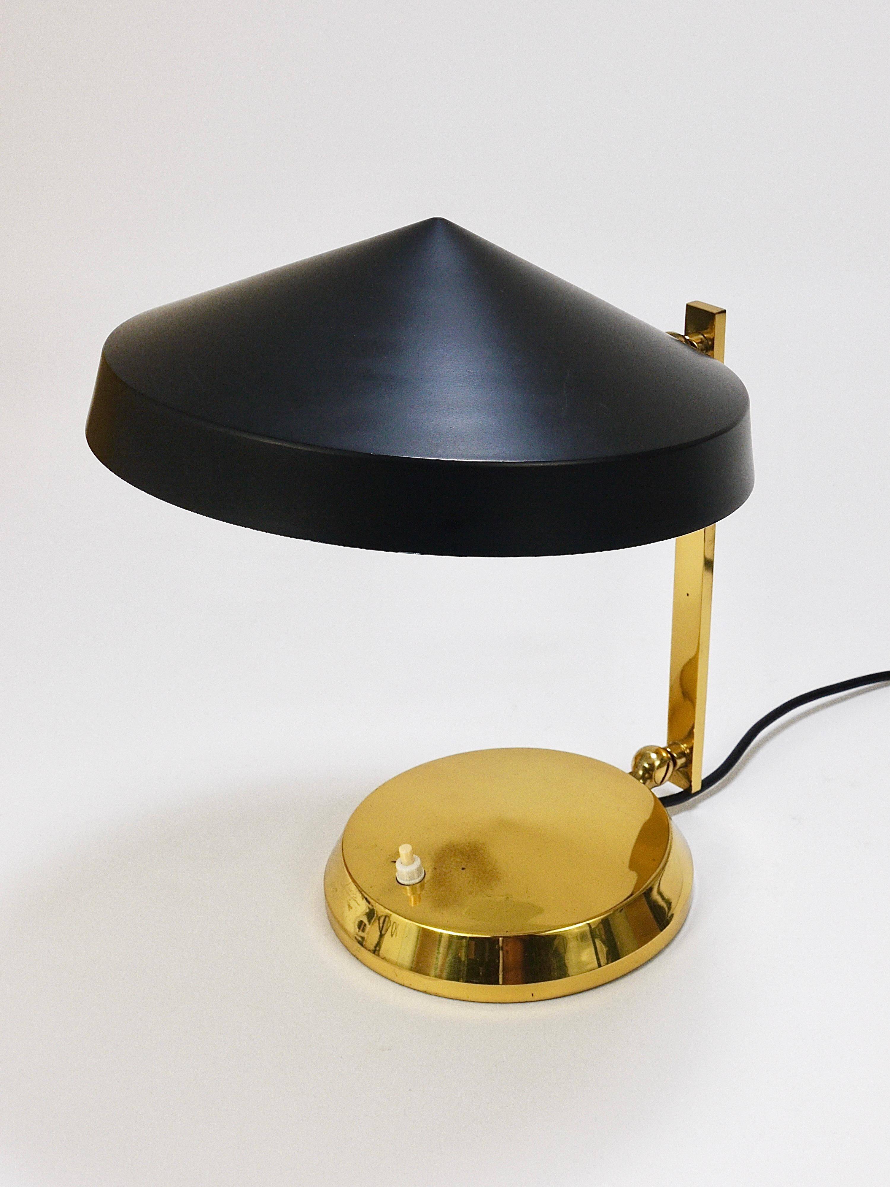 Mid-century table or desk lamp in black brass, Austria, 1960s.