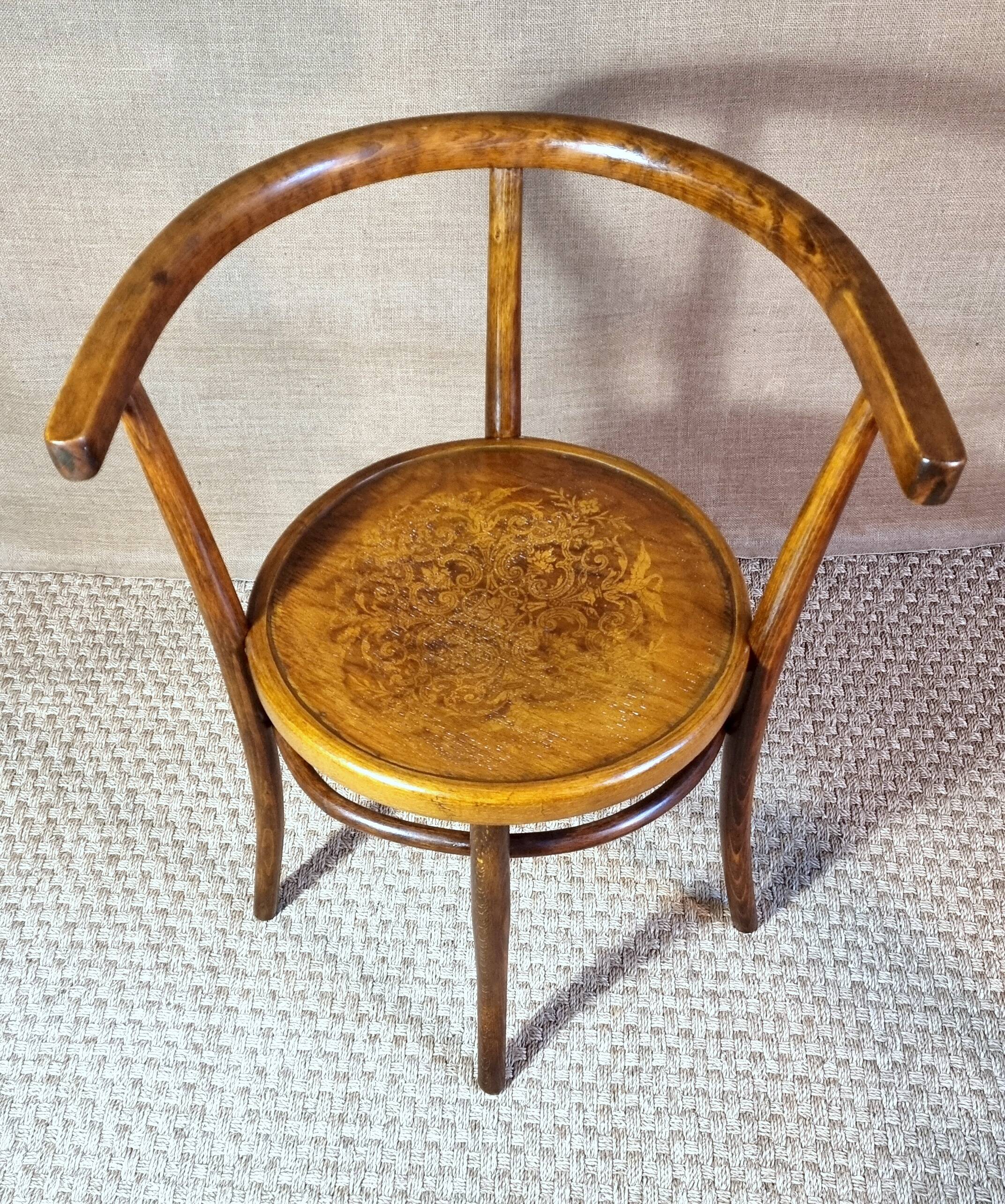 Early 20th century curved wooden office chair