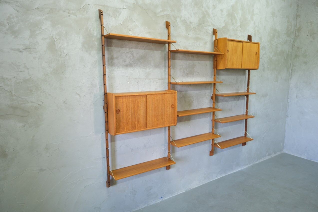 Mid-century modular teak wall unit by john texmon for blindheim mobelfabrik, norway, 1960s