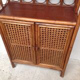 Vintage wood sideboard and rattan canning