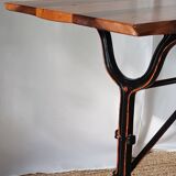 Brutalist walnut top bistro table