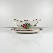 Saucière KG Lunéville, modèle "Réverbère", motif rose