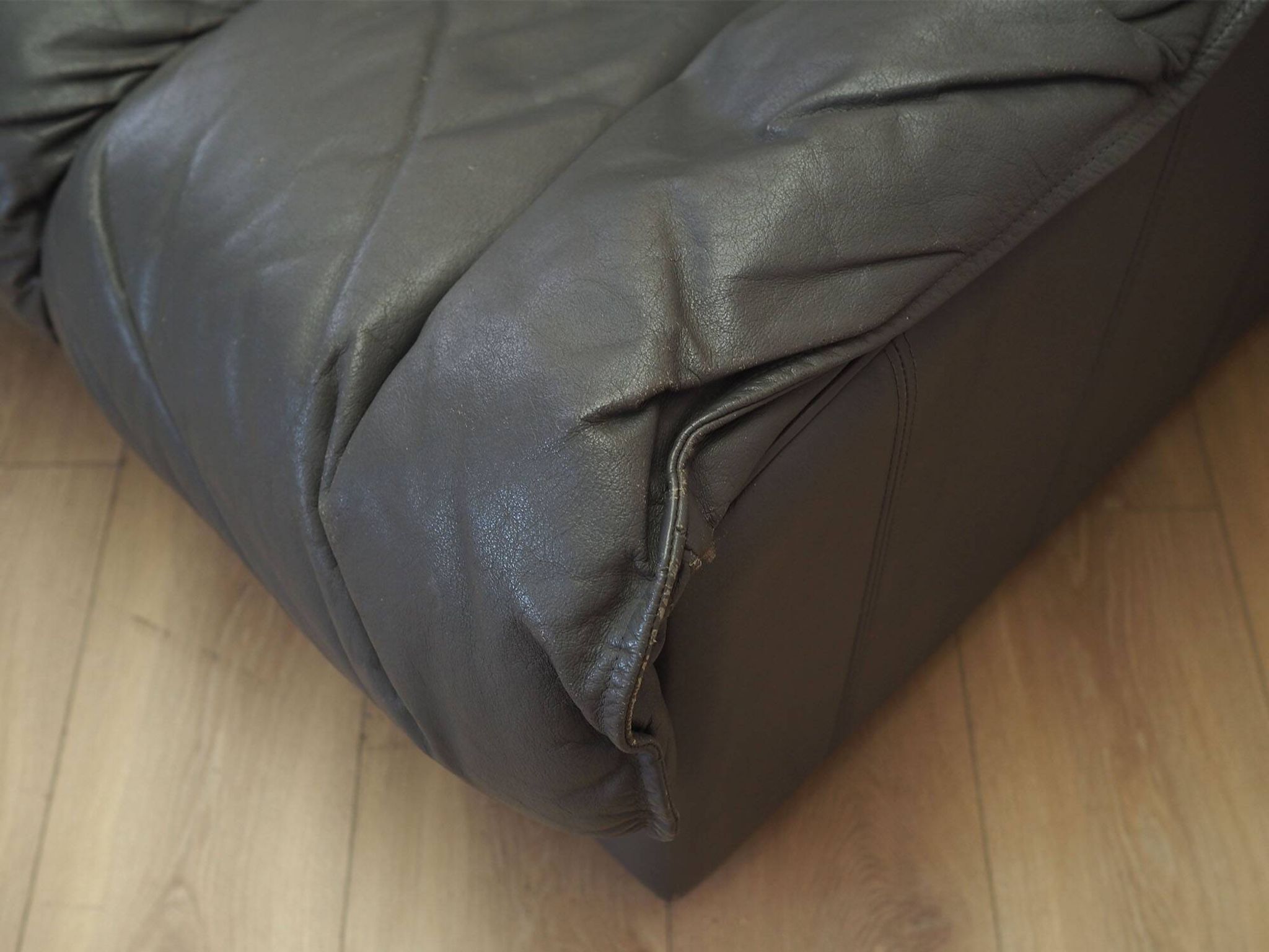 Italian leather sofa, three-seater, 1970s