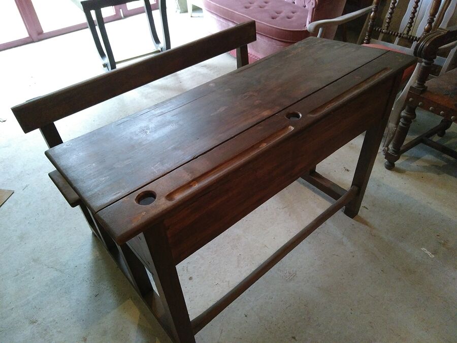 Desk school desk double wood massif 30/40 years