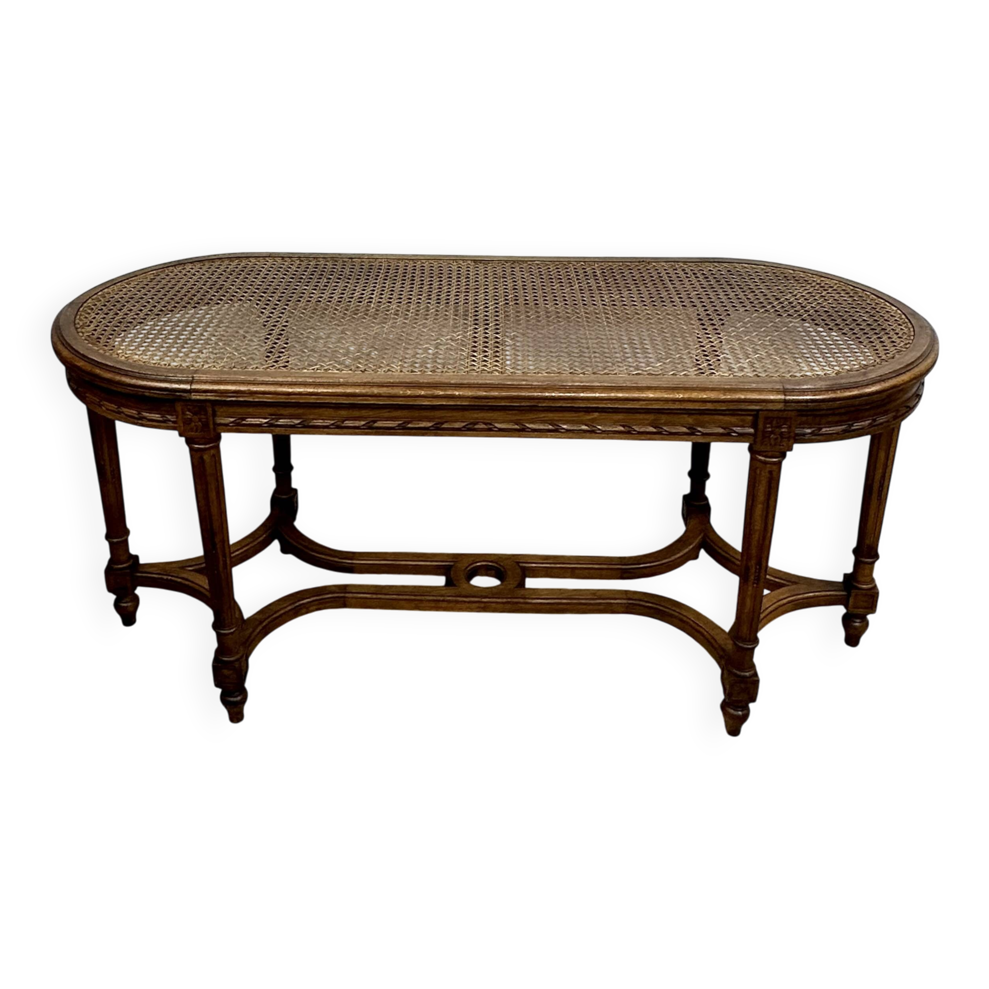 Louis XVI style walnut piano bench