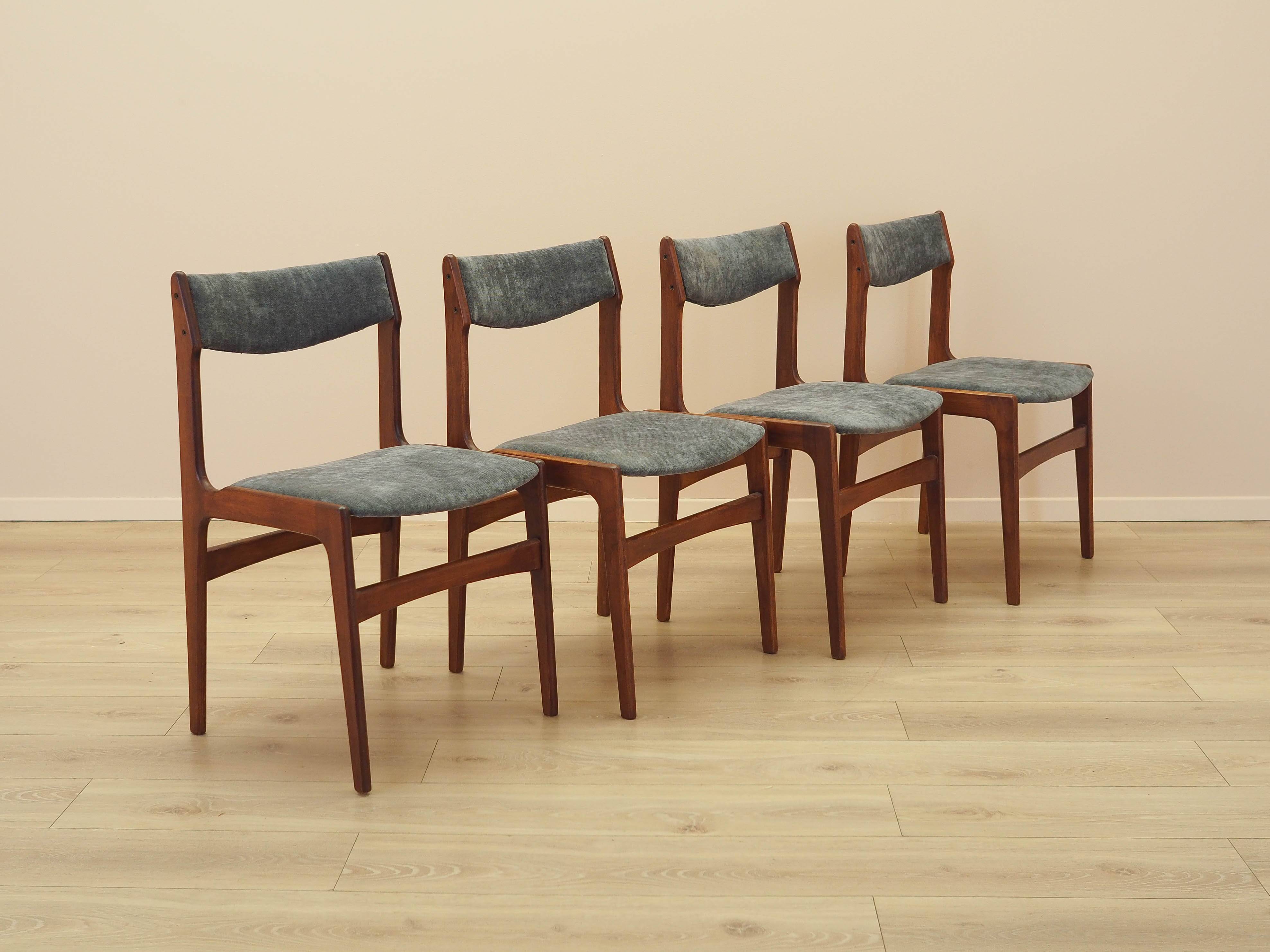 Set of four teak chairs, Danish design, 1970s, made in Denmark