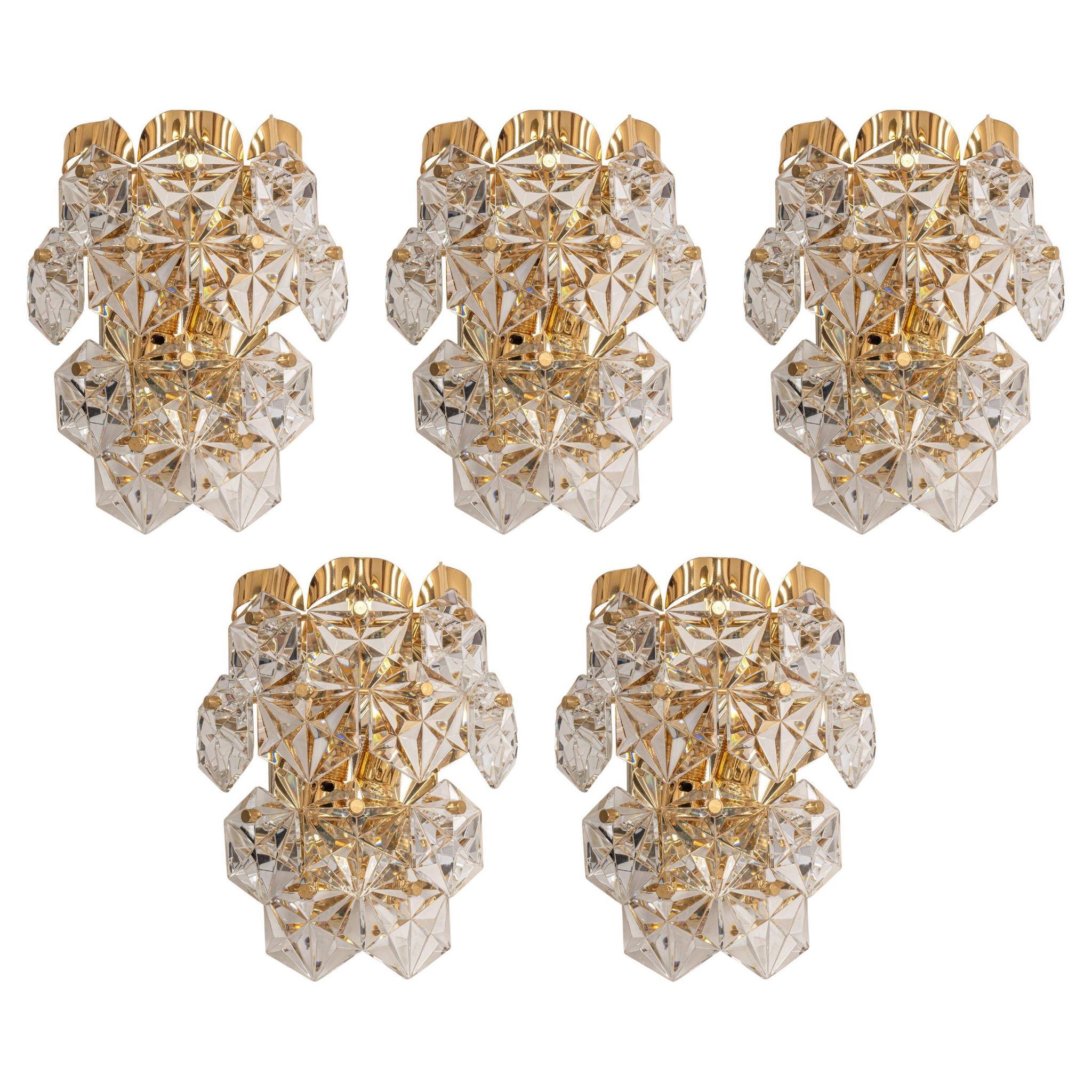 Pairs of Crystal Wall Lights by Kinkeldey, Germany, 1970s