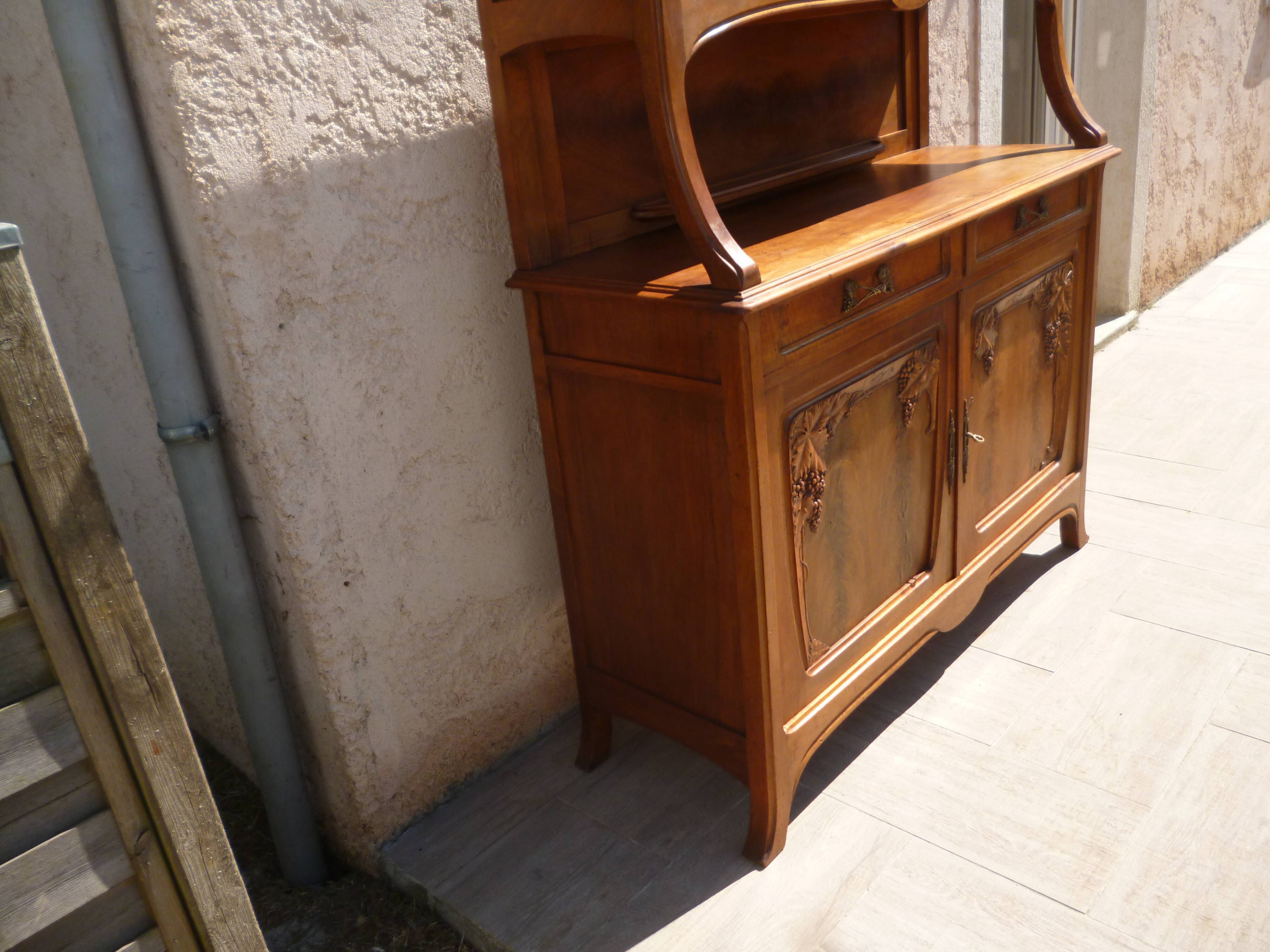 Two-body Art Nouveau 1900 sideboard stamped Georges Ernest Nowak