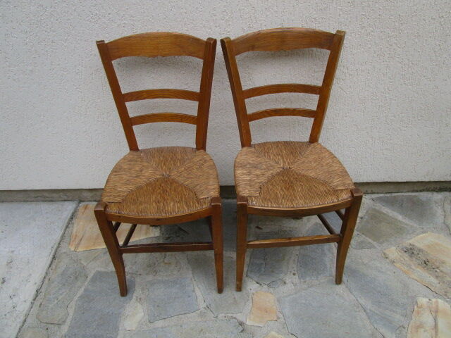 2 antique straw chairs