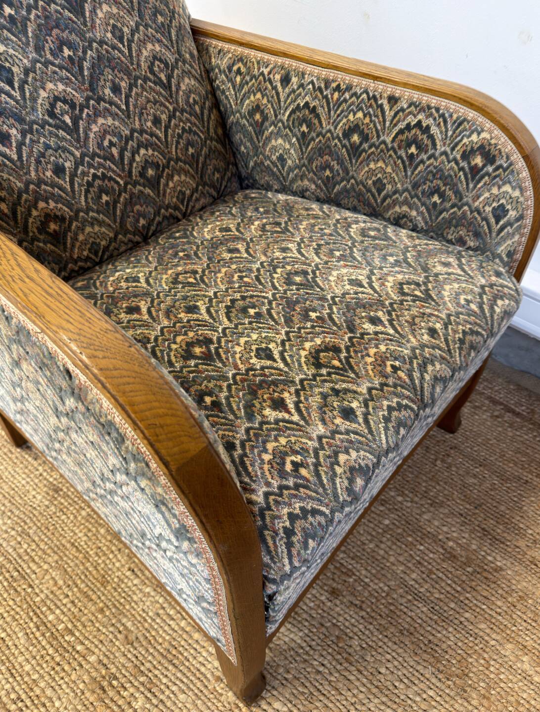 Vintage Art Deco club chair in curved wood